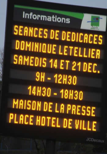 Dominique Letellier sur les panneaux lumineux municipaux de Sotteville-lès-Rouen